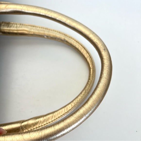 JUNIOR DRAKE Metallic Gold Studded Leather Blue Denim Weekender Oversized Tote - Picture 13 of 16